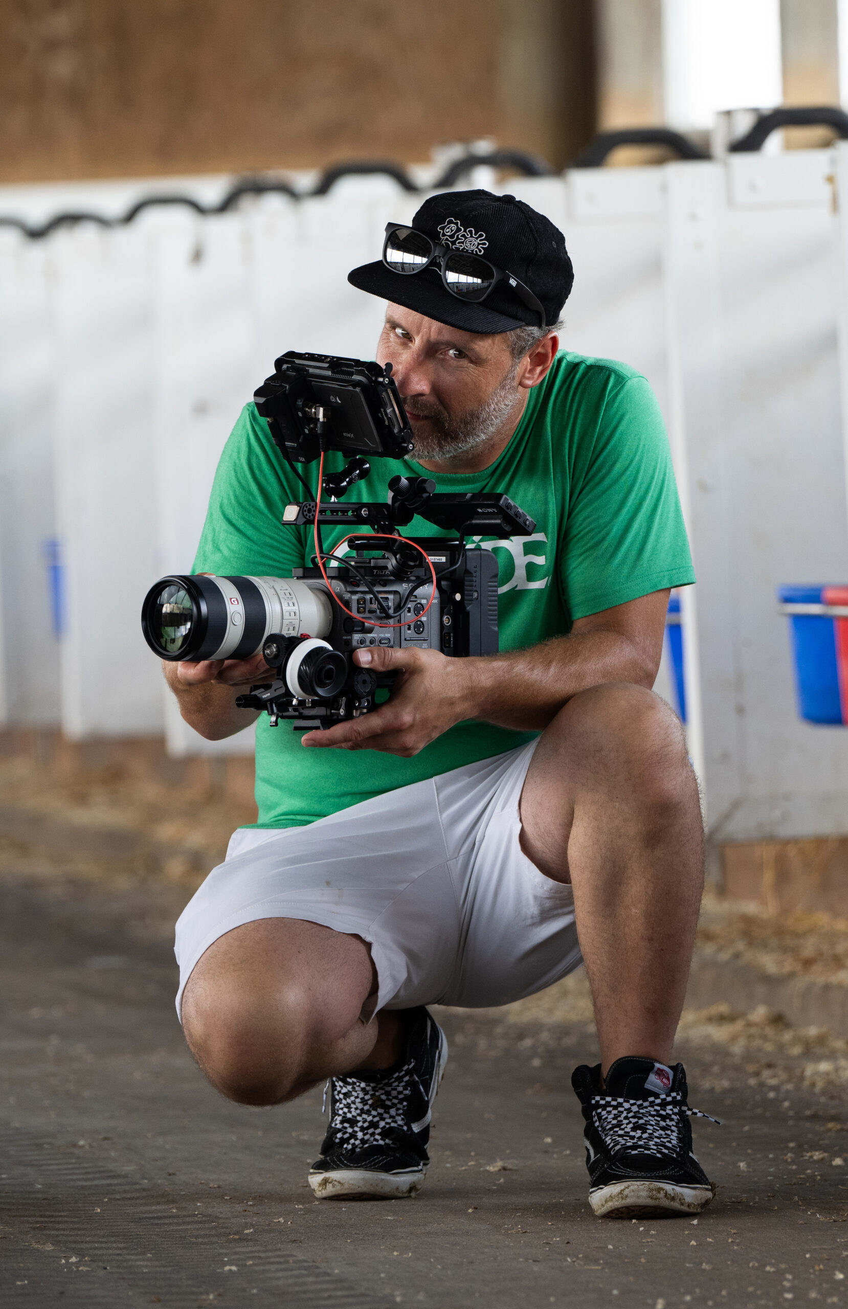 Me capturing footage at a dairy barn